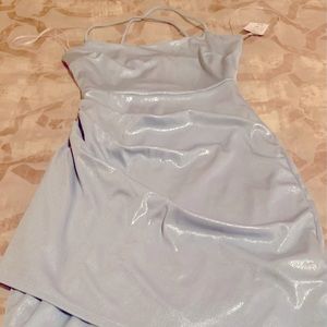 Glitter glam Wrapped square neck mini dress